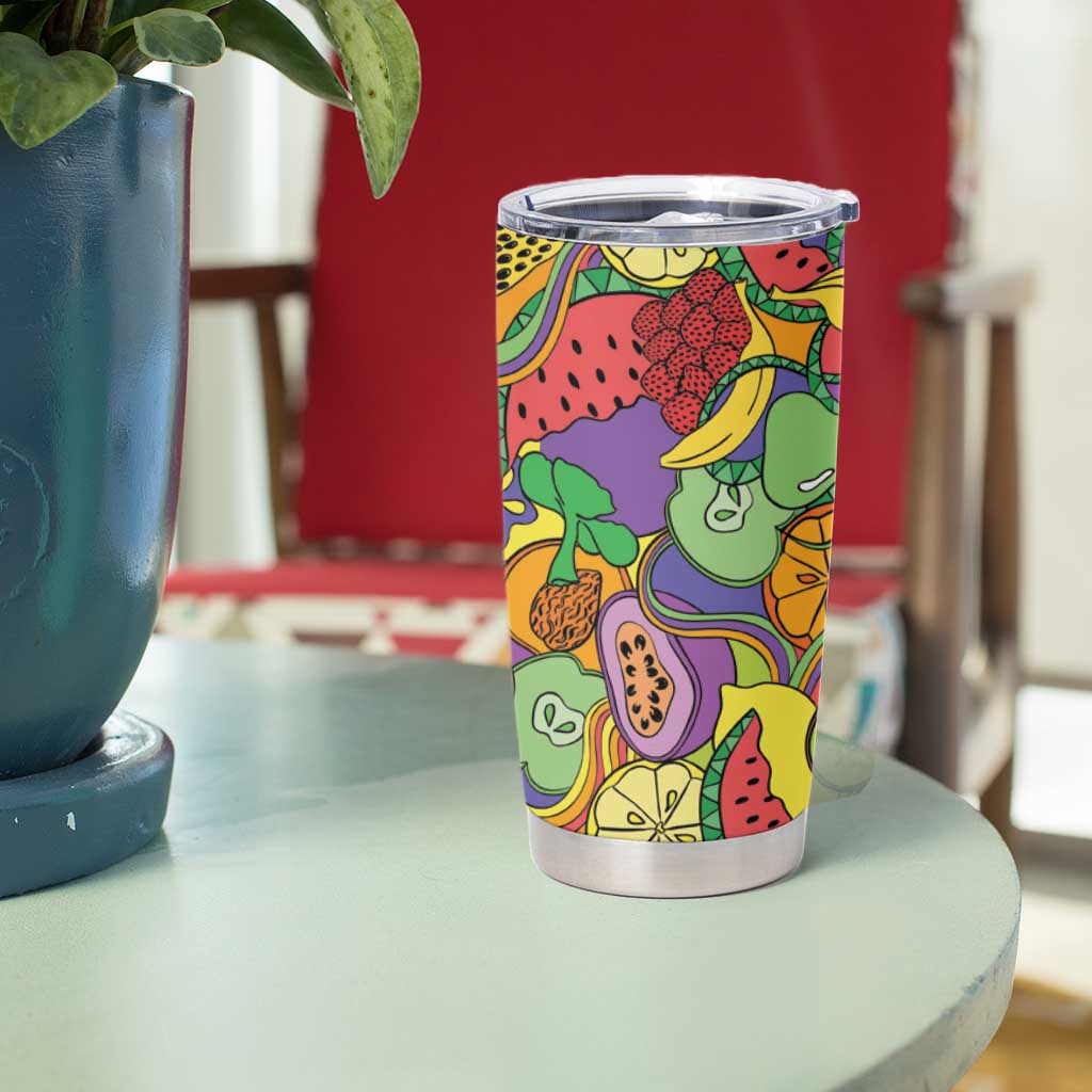Hawaii Fruits Hippie Style Tumbler Cup Vibrant Colorful LT01 - Polynesian Pride