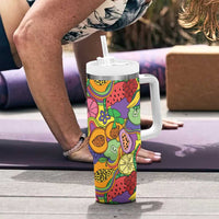 Hawaii Fruits Hippie Style Tumbler With Handle Vibrant Colorful