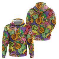 Hawaii Fruits Hippie Style Zip Hoodie Vibrant Colorful