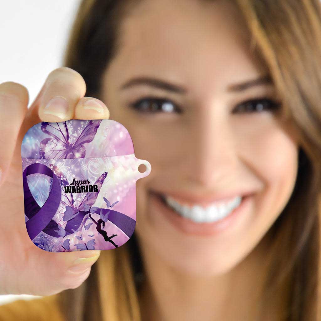 Polynesian Lupus Awareness AirPods Case Butterfly Hologram Lupus Warrior
