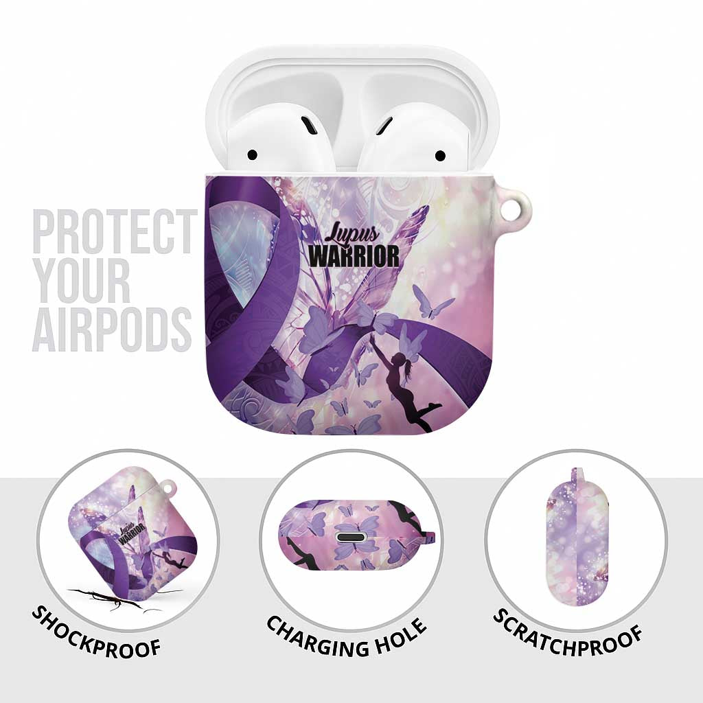 Polynesian Lupus Awareness AirPods Case Butterfly Hologram Lupus Warrior