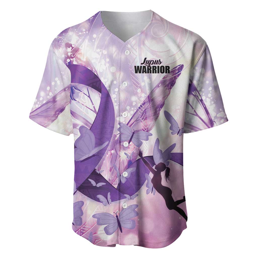 Personalized Polynesian Lupus Awareness Baseball Jersey Butterfly Hologram Lupus Warrior