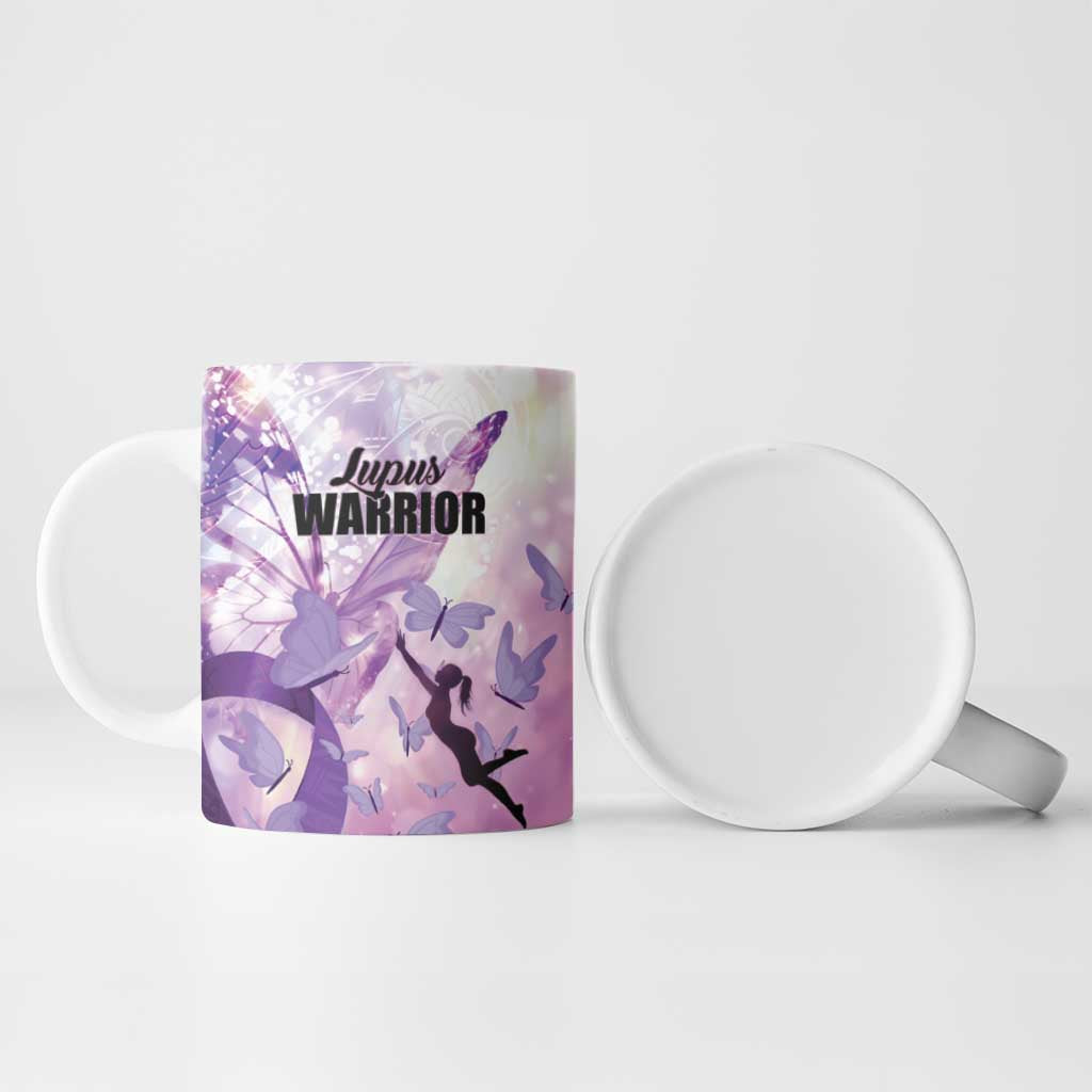Personalized Polynesian Lupus Awareness Ceramic Mug Butterfly Hologram Lupus Warrior