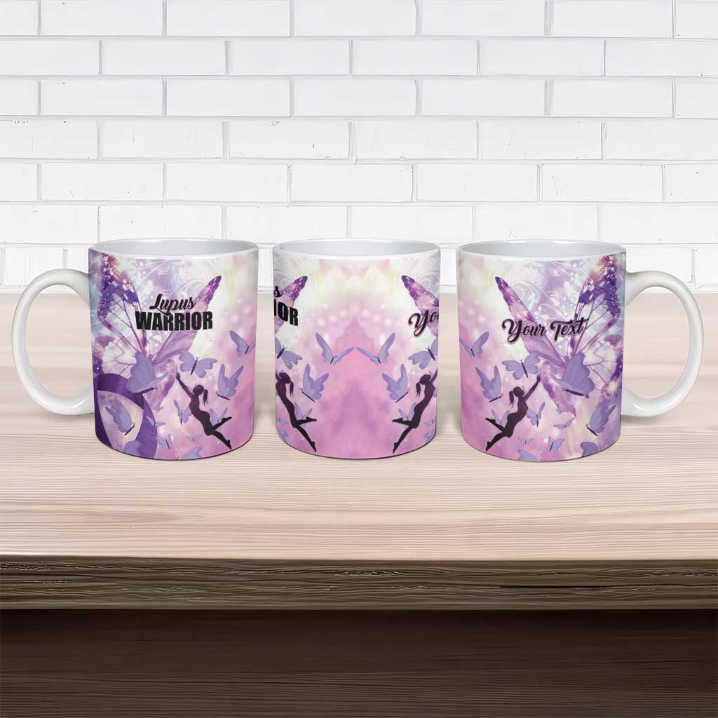 Personalized Polynesian Lupus Awareness Ceramic Mug Butterfly Hologram Lupus Warrior