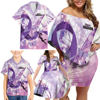 Personalized Polynesian Lupus Awareness Family Matching Off Shoulder Short Dress and Hawaiian Shirt Butterfly Hologram Lupus Warrior LT01 - Polynesian Pride