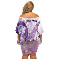 Personalized Polynesian Lupus Awareness Family Matching Off Shoulder Short Dress and Hawaiian Shirt Butterfly Hologram Lupus Warrior LT01 - Polynesian Pride