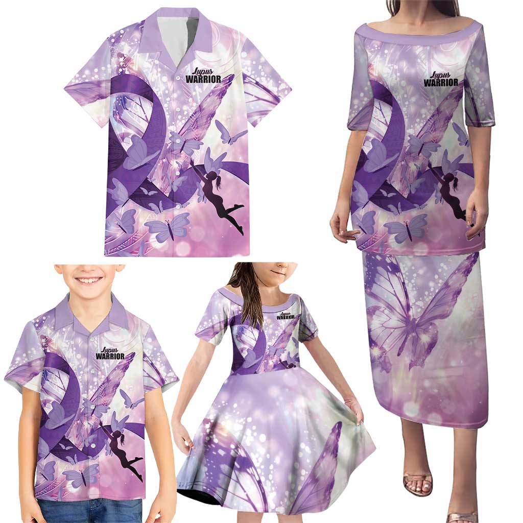 Personalized Polynesian Lupus Awareness Family Matching Puletasi and Hawaiian Shirt Butterfly Hologram Lupus Warrior LT01 - Polynesian Pride