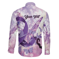 Personalized Polynesian Lupus Awareness Family Matching Short Sleeve Bodycon Dress and Hawaiian Shirt Butterfly Hologram Lupus Warrior LT01 - Polynesian Pride
