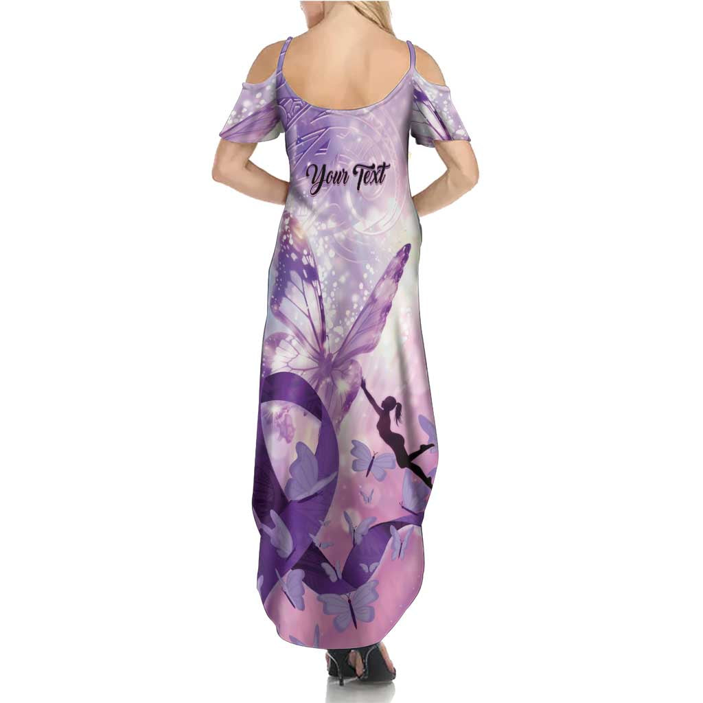 Personalized Polynesian Lupus Awareness Family Matching Summer Maxi Dress and Hawaiian Shirt Butterfly Hologram Lupus Warrior LT01 - Polynesian Pride