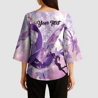 Personalized Polynesian Lupus Awareness Kimono Sleeve Blouse Butterfly Hologram Lupus Warrior