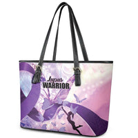 Polynesian Lupus Awareness Leather Tote Bag Butterfly Hologram Lupus Warrior