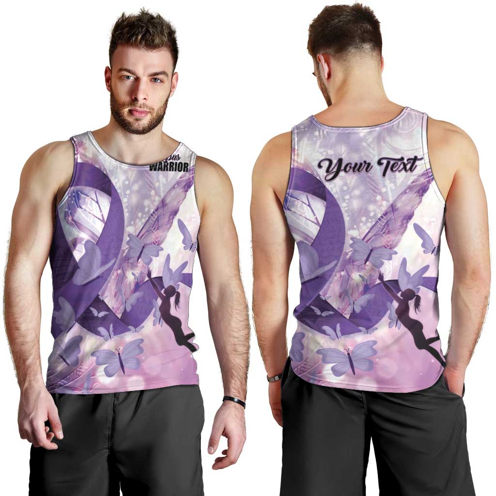 Personalized Polynesian Lupus Awareness Men Tank Top Butterfly Hologram Lupus Warrior