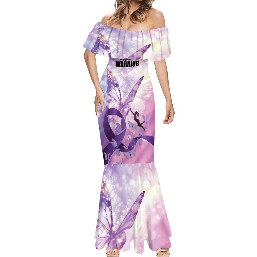 Personalized Polynesian Lupus Awareness Mermaid Dress Butterfly Hologram Lupus Warrior