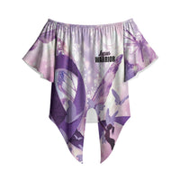 Personalized Polynesian Lupus Awareness Off Shoulder Wrap Waist Top Butterfly Hologram Lupus Warrior LT01 Purple - Polynesian Pride
