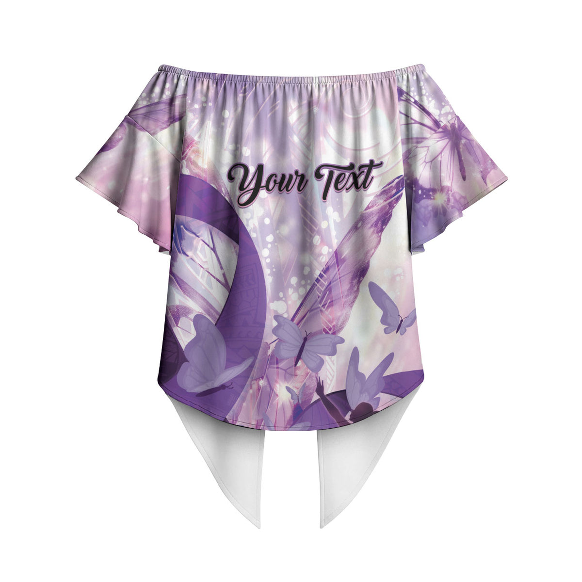 Personalized Polynesian Lupus Awareness Off Shoulder Wrap Waist Top Butterfly Hologram Lupus Warrior LT01 - Polynesian Pride