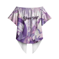 Personalized Polynesian Lupus Awareness Off Shoulder Wrap Waist Top Butterfly Hologram Lupus Warrior LT01 - Polynesian Pride