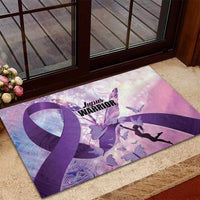 Polynesian Lupus Awareness Rubber Doormat Butterfly Hologram Lupus Warrior