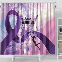 Polynesian Lupus Awareness Shower Curtain Butterfly Hologram Lupus Warrior