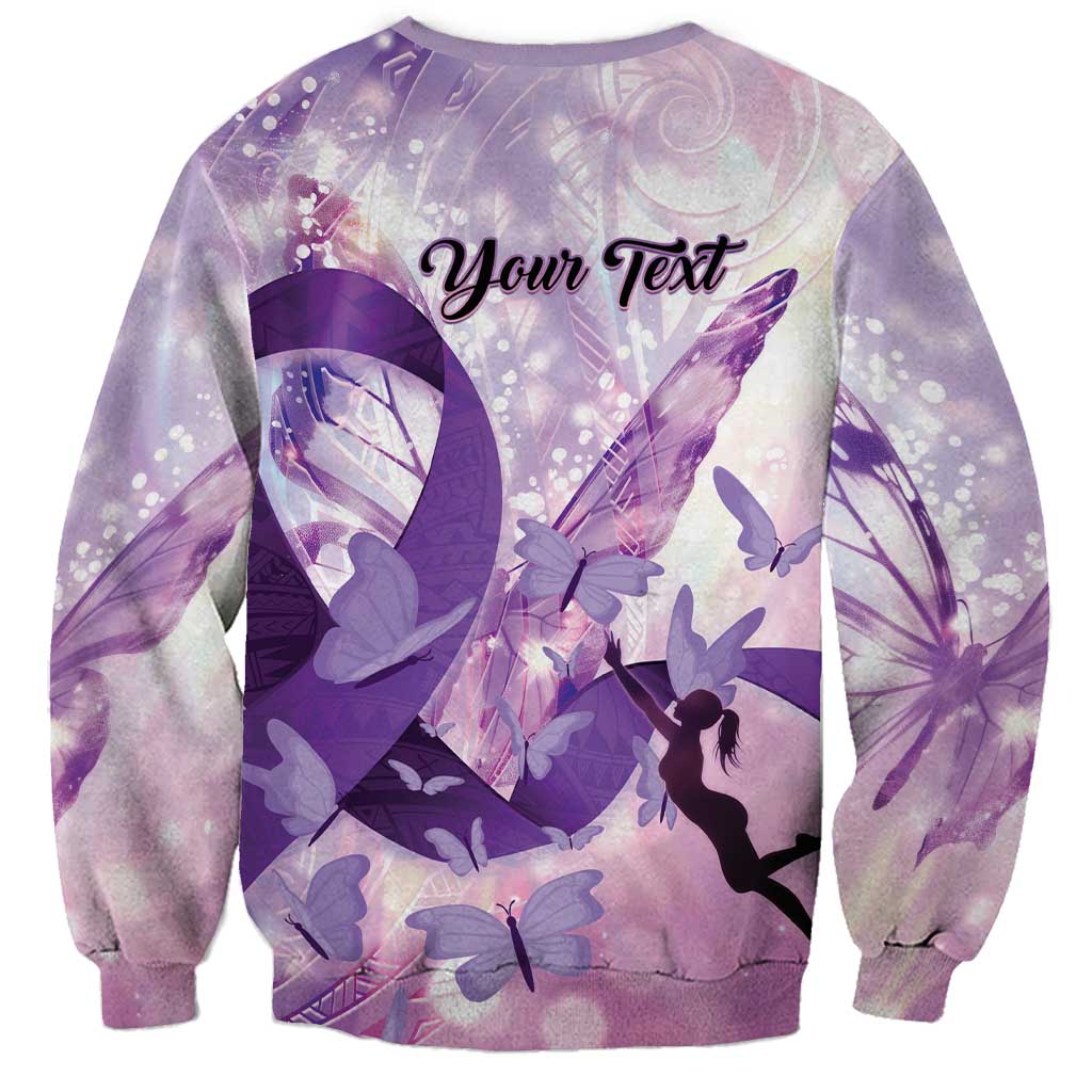 Personalized Polynesian Lupus Awareness Sweatshirt Butterfly Hologram Lupus Warrior