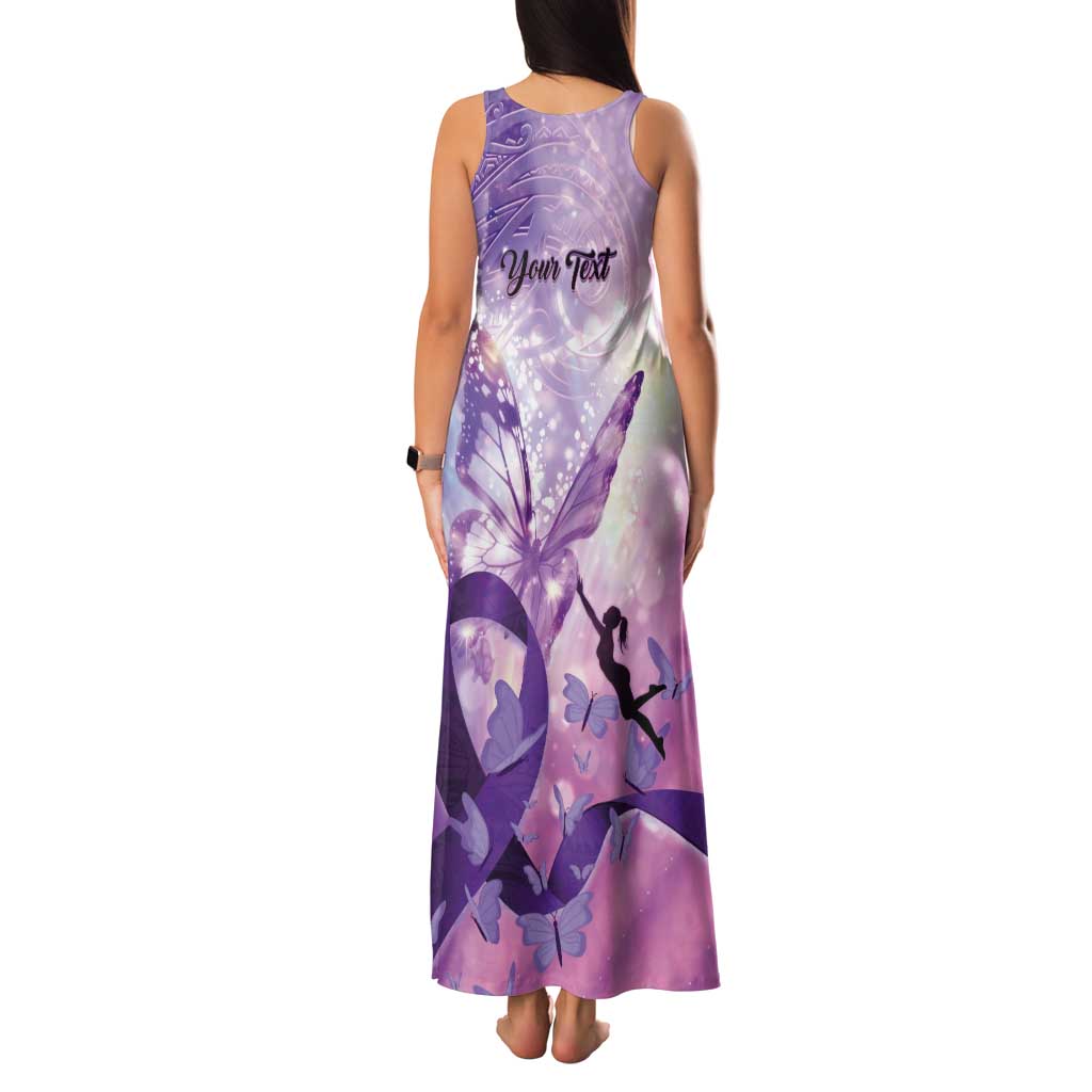 Personalized Polynesian Lupus Awareness Tank Maxi Dress Butterfly Hologram Lupus Warrior
