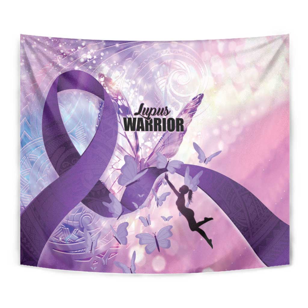 Polynesian Lupus Awareness Tapestry Butterfly Hologram Lupus Warrior
