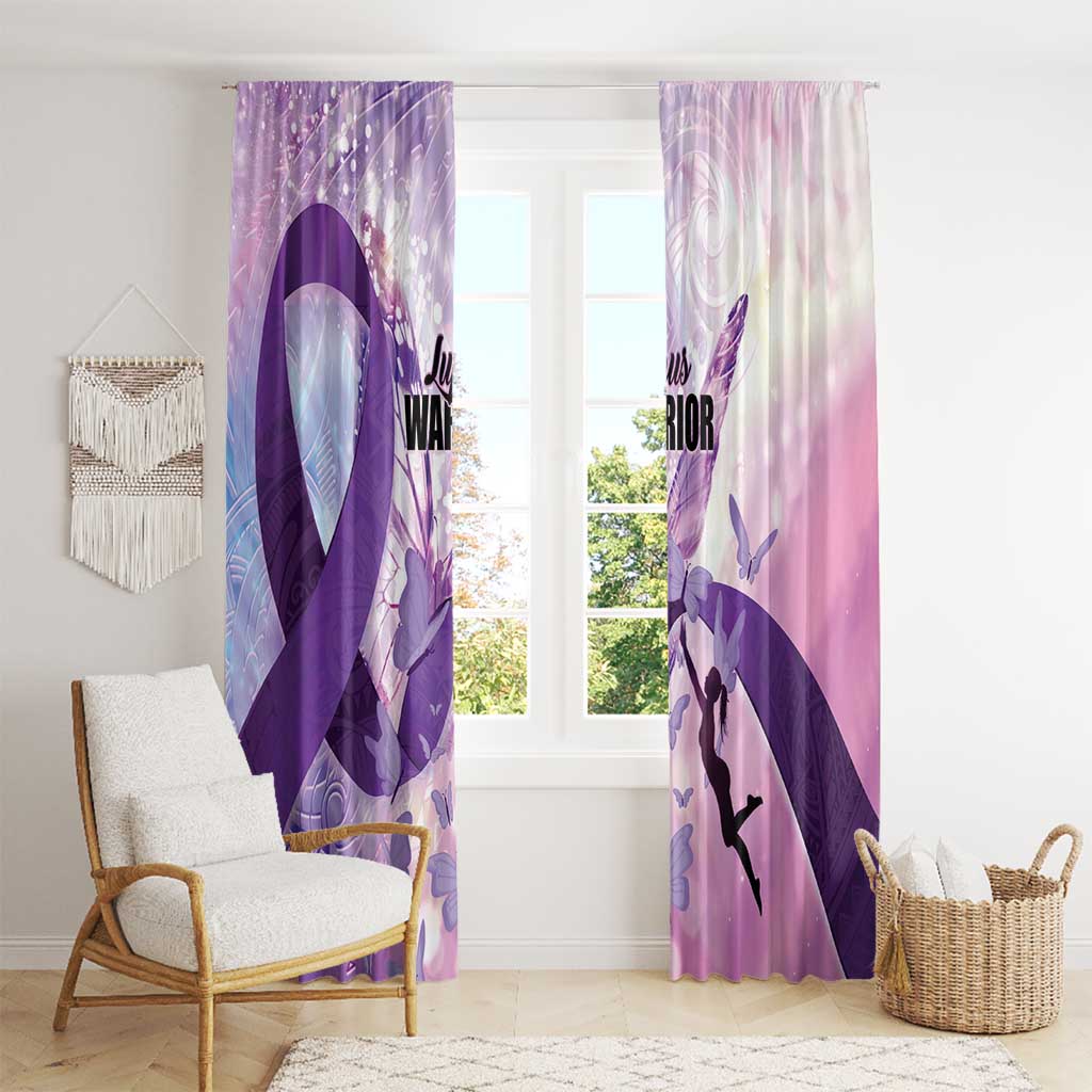 Polynesian Lupus Awareness Window Curtain Butterfly Hologram Lupus Warrior