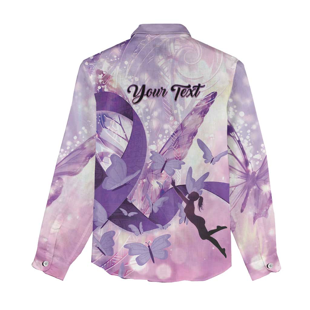 Personalized Polynesian Lupus Awareness Women Casual Shirt Butterfly Hologram Lupus Warrior LT01 - Polynesian Pride