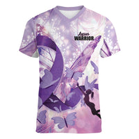 Personalized Polynesian Lupus Awareness Women V-Neck T-Shirt Butterfly Hologram Lupus Warrior