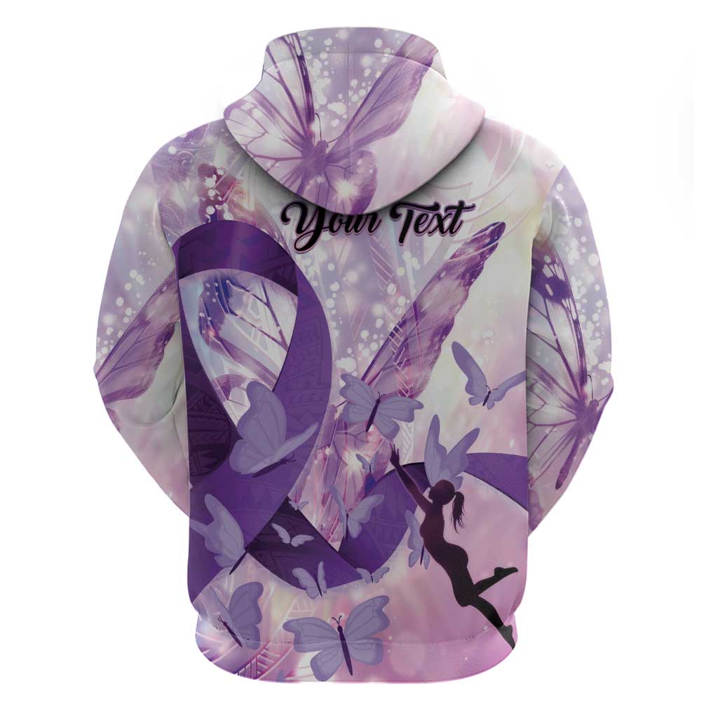 Personalized Polynesian Lupus Awareness Zip Hoodie Butterfly Hologram Lupus Warrior