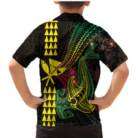 Hawaii Kakau Hammerhead Shark Family Matching Mermaid Dress and Hawaiian Shirt Neon Plumeria Pattern LT01 - Polynesian Pride