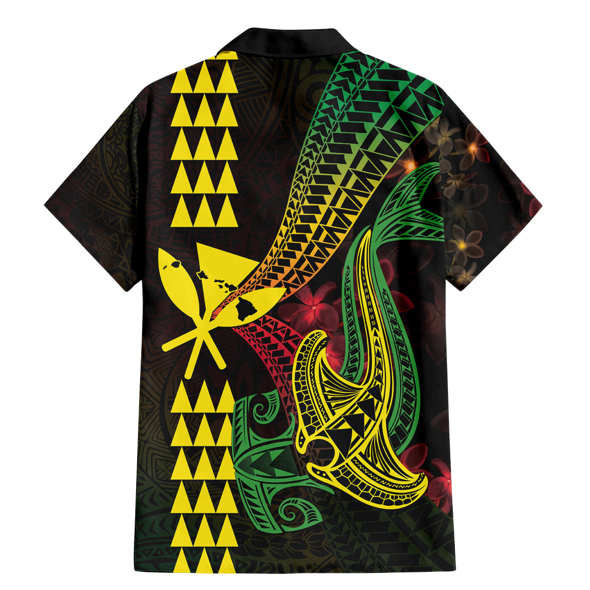Hawaii Kakau Hammerhead Shark Family Matching Mermaid Dress and Hawaiian Shirt Neon Plumeria Pattern LT01 - Polynesian Pride