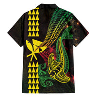 Hawaii Kakau Hammerhead Shark Family Matching Off Shoulder Maxi Dress and Hawaiian Shirt Neon Plumeria Pattern LT01 - Polynesian Pride
