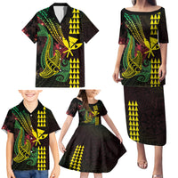 Hawaii Kakau Hammerhead Shark Family Matching Puletasi and Hawaiian Shirt Neon Plumeria Pattern LT01 - Polynesian Pride