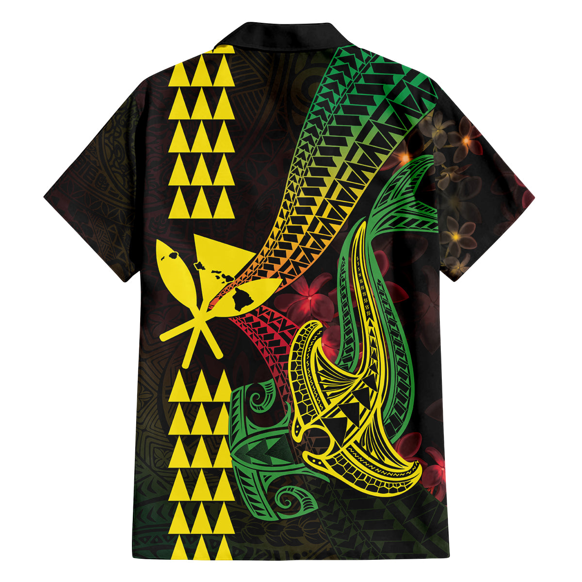 Hawaii Kakau Hammerhead Shark Family Matching Puletasi and Hawaiian Shirt Neon Plumeria Pattern LT01 - Polynesian Pride