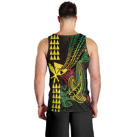 Hawaii Kakau Hammerhead Shark Men Tank Top Neon Plumeria Pattern LT01 - Polynesian Pride