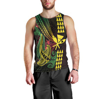 Hawaii Kakau Hammerhead Shark Men Tank Top Neon Plumeria Pattern LT01 - Polynesian Pride