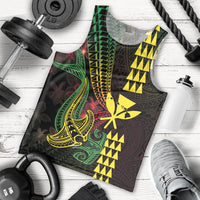 Hawaii Kakau Hammerhead Shark Men Tank Top Neon Plumeria Pattern LT01 - Polynesian Pride