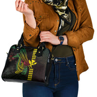 Hawaii Kakau Hammerhead Shark Shoulder Handbag Neon Plumeria Pattern