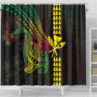 Hawaii Kakau Hammerhead Shark Shower Curtain Neon Plumeria Pattern LT01 - Polynesian Pride