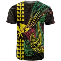 Hawaii Kakau Hammerhead Shark T Shirt Neon Plumeria Pattern LT01 - Polynesian Pride