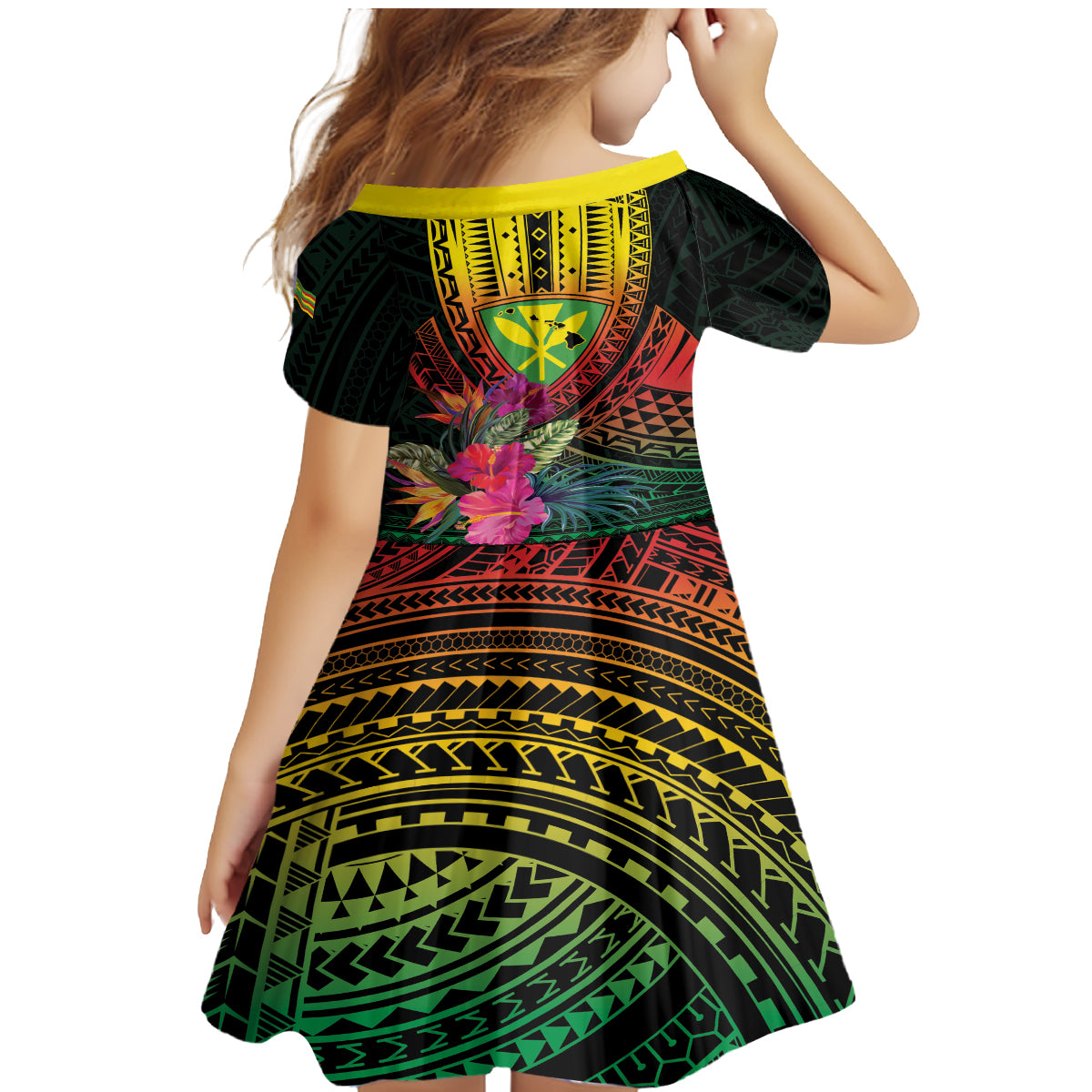 Hawaii Kanaka Maoli Flag Day Family Matching Mermaid Dress and Hawaiian Shirt Tropical Flowers LT01 - Polynesian Pride