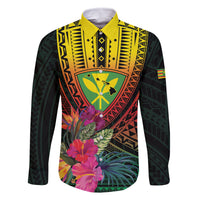 Hawaii Kanaka Maoli Flag Day Family Matching Mermaid Dress and Hawaiian Shirt Tropical Flowers LT01 Dad's Shirt - Long Sleeve Black - Polynesian Pride