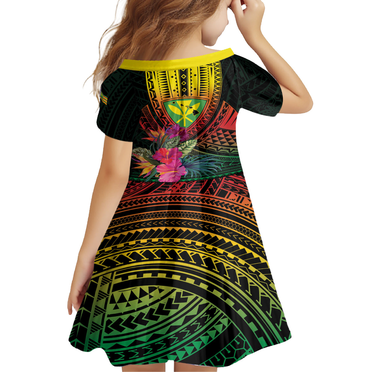 Hawaii Kanaka Maoli Flag Day Family Matching Off Shoulder Maxi Dress and Hawaiian Shirt Tropical Flowers LT01 - Polynesian Pride