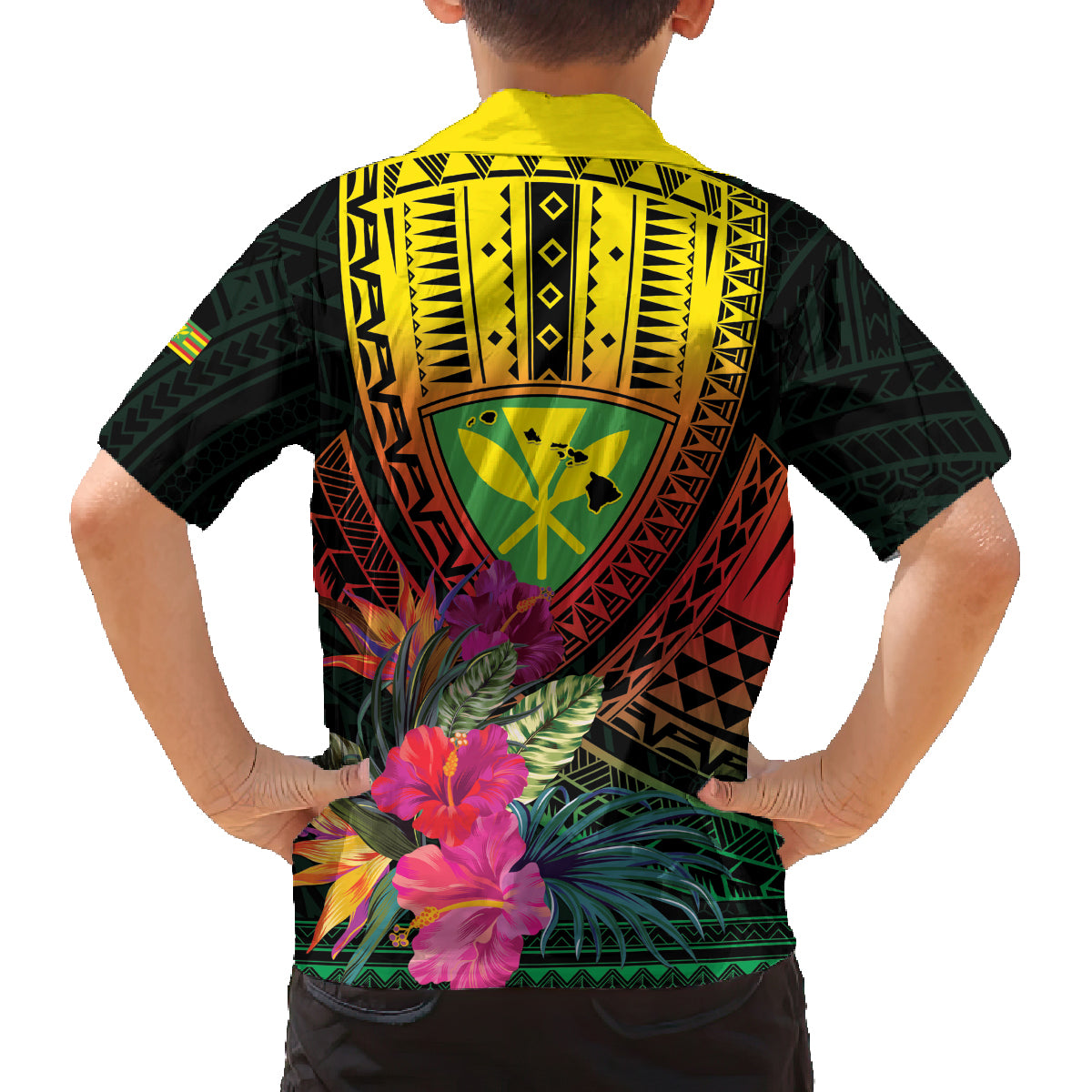 Hawaii Kanaka Maoli Flag Day Family Matching Puletasi and Hawaiian Shirt Tropical Flowers LT01 - Polynesian Pride
