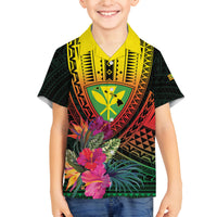 Hawaii Kanaka Maoli Flag Day Family Matching Puletasi and Hawaiian Shirt Tropical Flowers LT01 Son's Shirt Black - Polynesian Pride