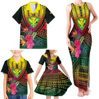 Hawaii Kanaka Maoli Flag Day Family Matching Tank Maxi Dress and Hawaiian Shirt Tropical Flowers