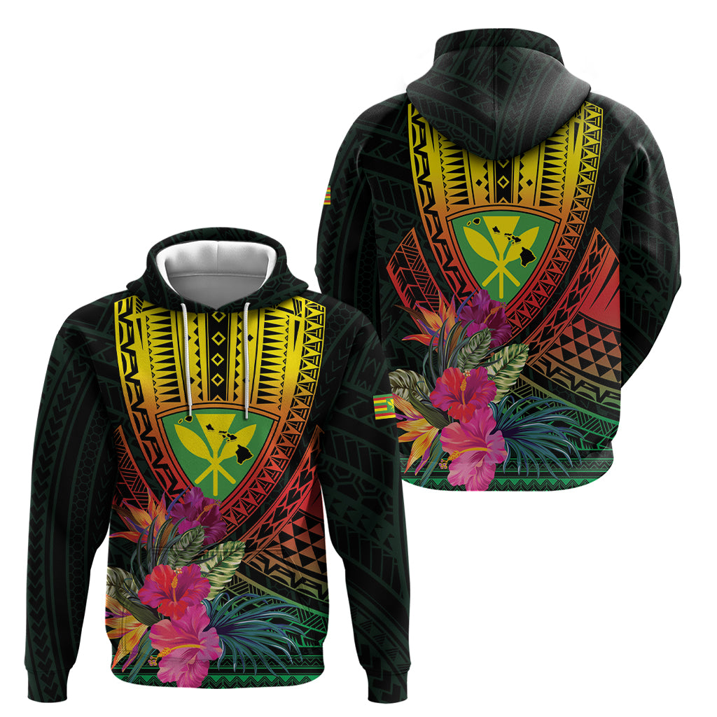 Hawaii Kanaka Maoli Flag Day Hoodie Tropical Flowers