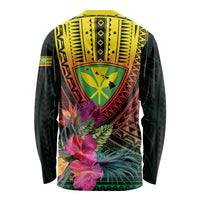 Hawaii Kanaka Maoli Flag Day Long Sleeve Shirt Tropical Flowers