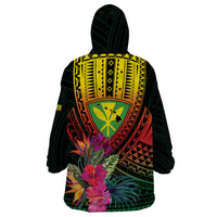 Hawaii Kanaka Maoli Flag Day Wearable Blanket Hoodie Tropical Flowers LT01 - Polynesian Pride