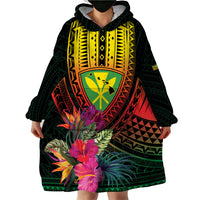 Hawaii Kanaka Maoli Flag Day Wearable Blanket Hoodie Tropical Flowers LT01 - Polynesian Pride